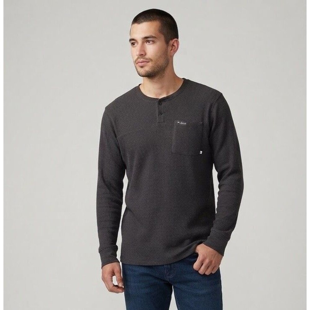 Men's Columbia Thermal Fleece Lined Henley Shirt Long Sleeve Pocket Size Large